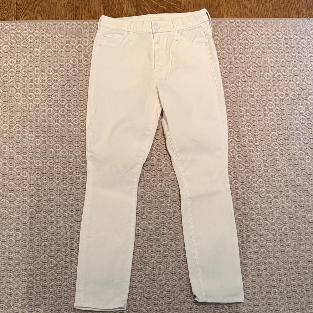 MOTHER the looker style cropped Women's Cream Jeans